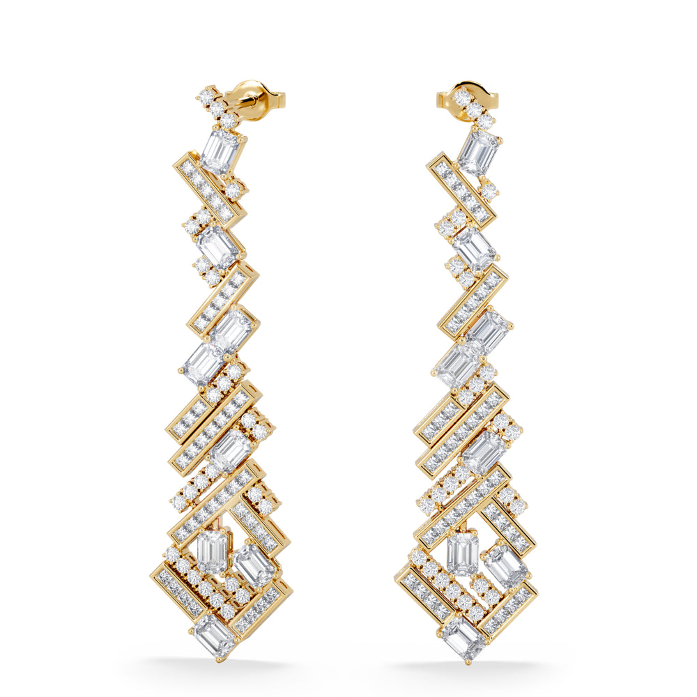 LUXE 8.00ct Lab Diamond Chandelier Earrings with IGI Certified Mixed-Cut Diamonds in 18K Yellow Gold
