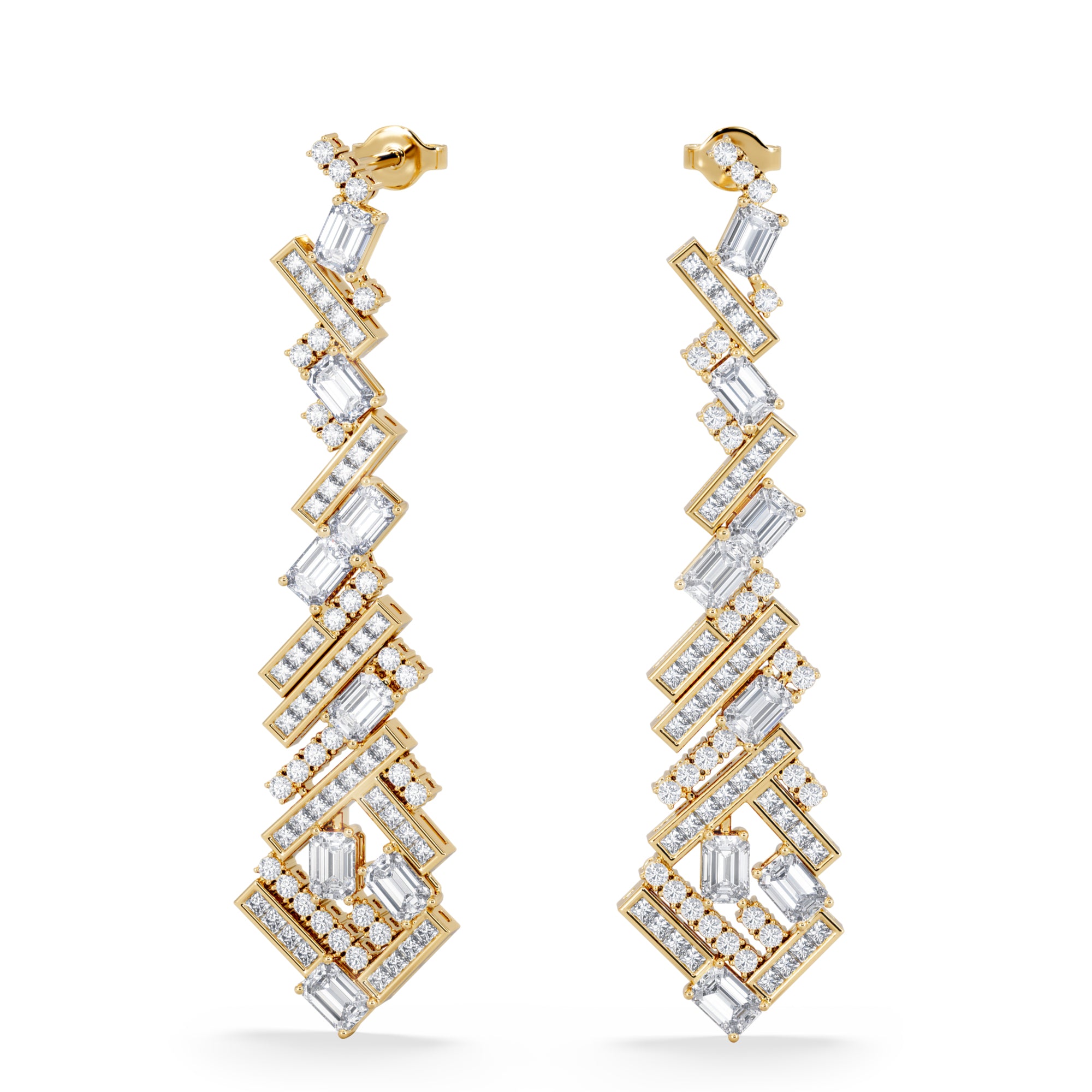 LUXE 8.00ct Lab Diamond Chandelier Earrings with IGI Certified Mixed-Cut Diamonds in 18K Yellow Gold
