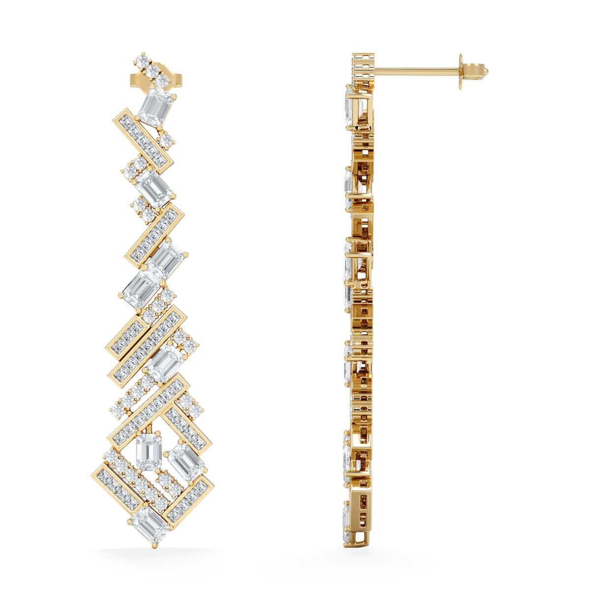 LUXE 8.00ct Lab Diamond Chandelier Earrings with IGI Certified Mixed-Cut Diamonds in 18K Yellow Gold