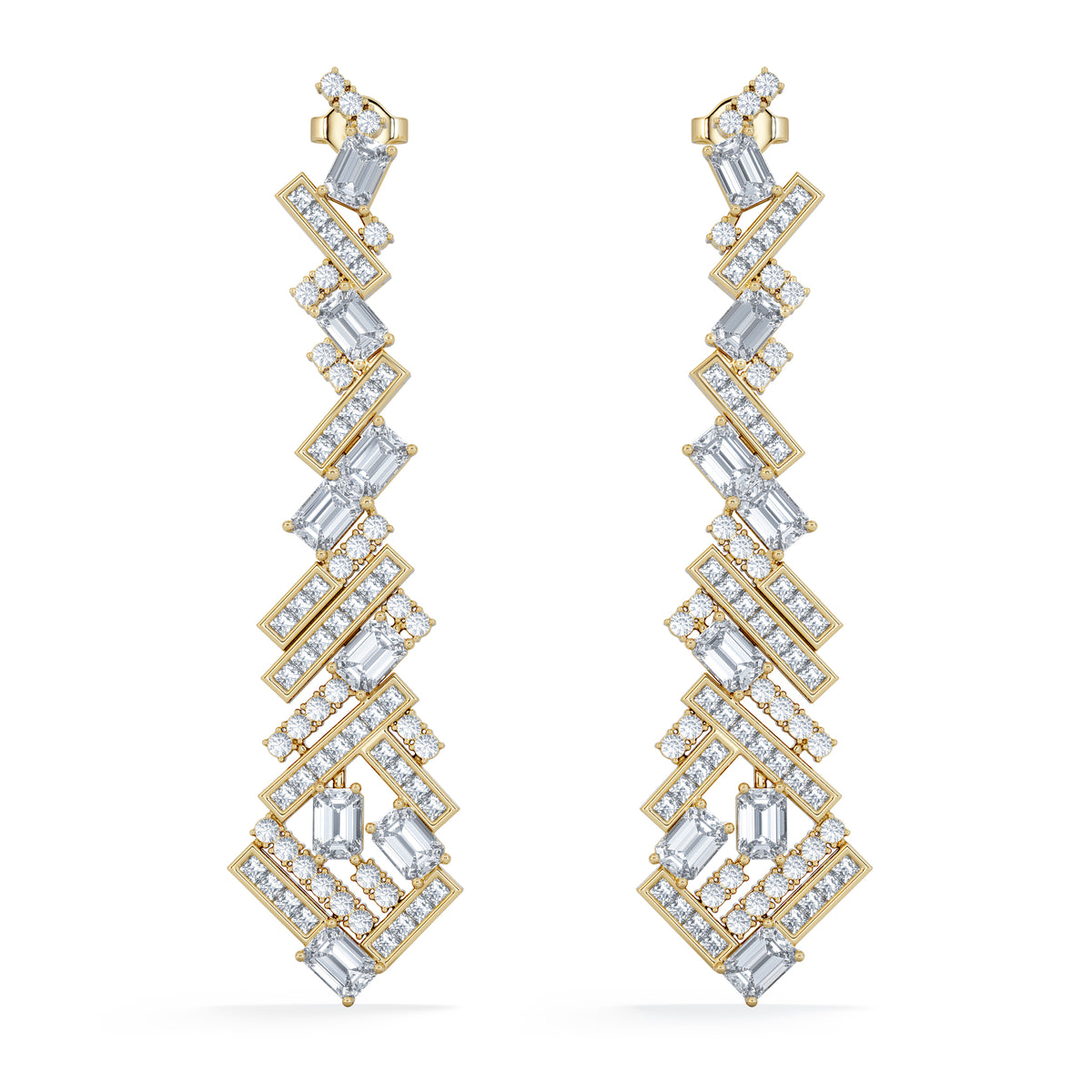LUXE 8.00ct Lab Diamond Chandelier Earrings with IGI Certified Mixed-Cut Diamonds in 18K Yellow Gold