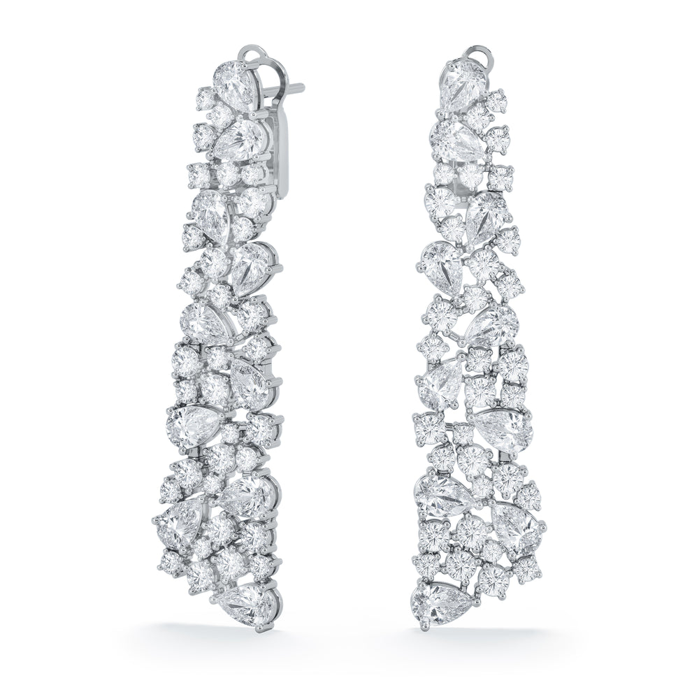 LUXE 10.00ct Lab Diamond Chandelier Earrings with IGI Certified Pear and Round-Cut Diamonds in 18K White Gold