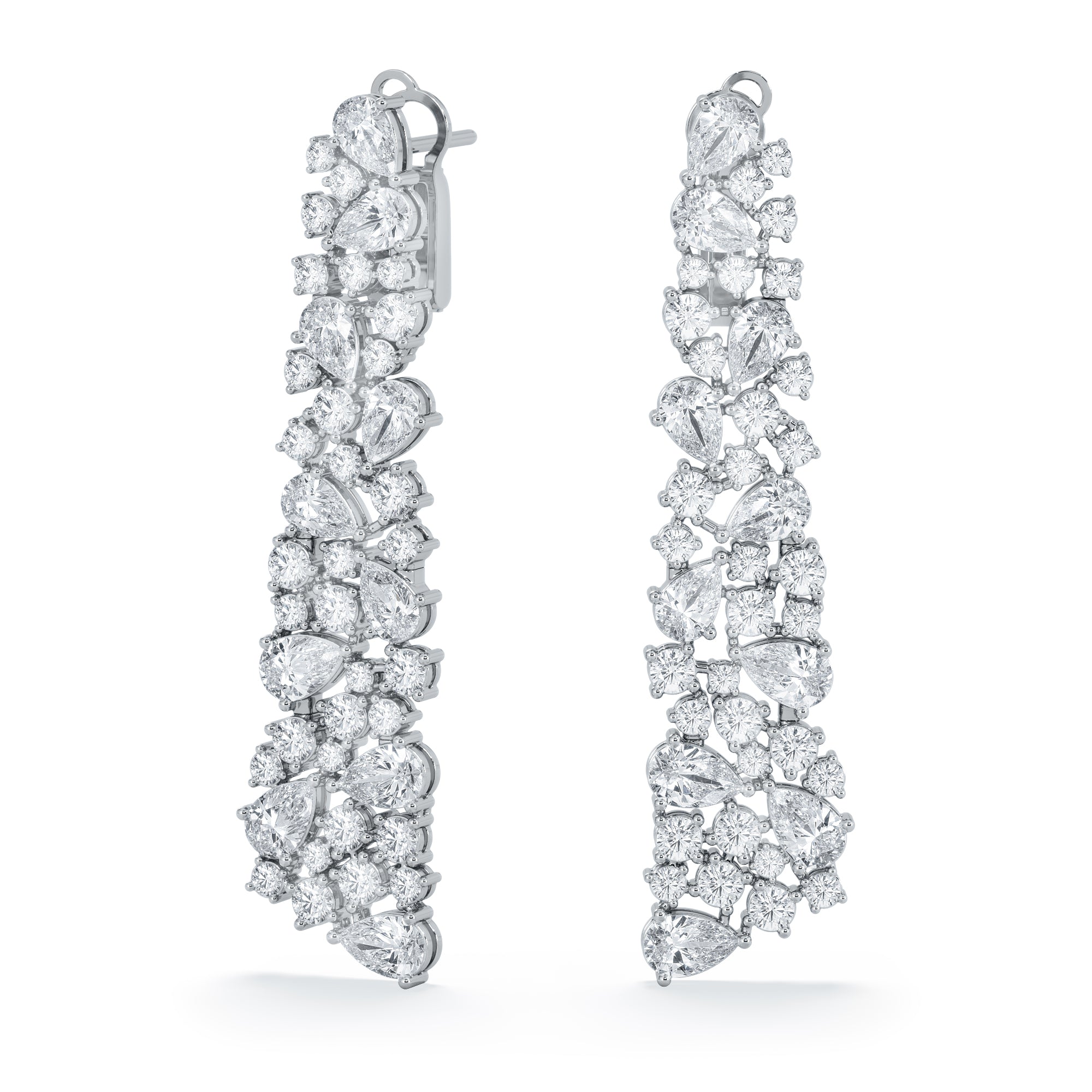 LUXE 10.00ct Lab Diamond Chandelier Earrings with IGI Certified Pear and Round-Cut Diamonds in 18K White Gold