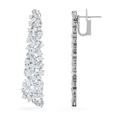 LUXE 10.00ct Lab Diamond Chandelier Earrings with IGI Certified Pear and Round-Cut Diamonds in 18K White Gold