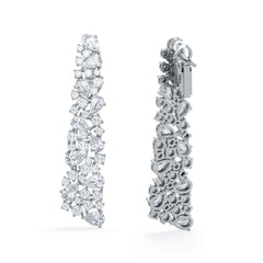 LUXE 10.00ct Lab Diamond Chandelier Earrings with IGI Certified Pear and Round-Cut Diamonds in 18K White Gold