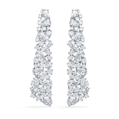 LUXE 10.00ct Lab Diamond Chandelier Earrings with IGI Certified Pear and Round-Cut Diamonds in 18K White Gold