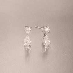 1.50ct Round and Pear Cut Lab Diamond Stud Earrings in 9K White Gold