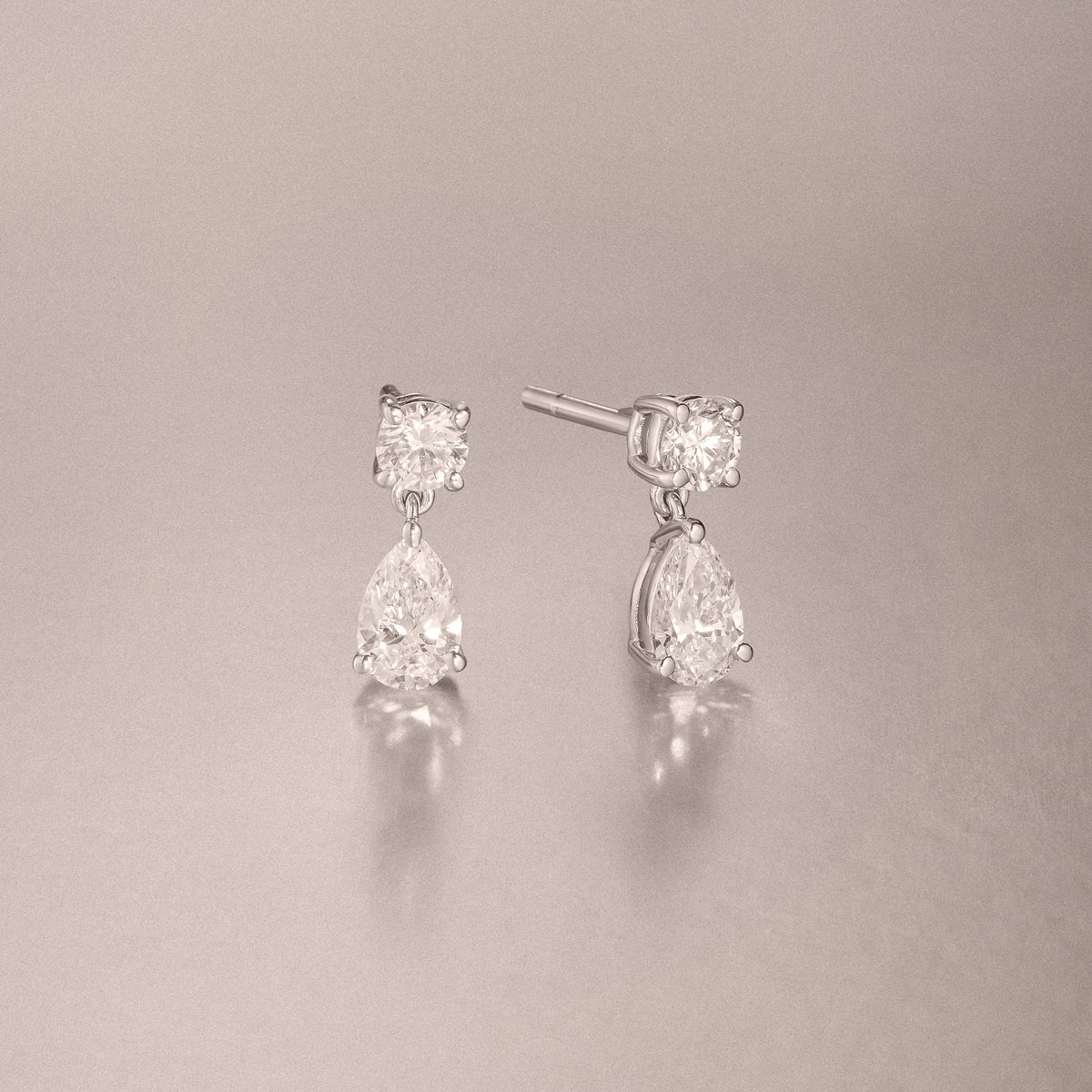 1.50ct Round and Pear Cut Lab Diamond Stud Earrings in 9K White Gold