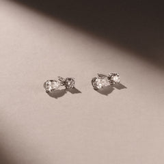 1.50ct Round and Pear Cut Lab Diamond Stud Earrings in 9K White Gold