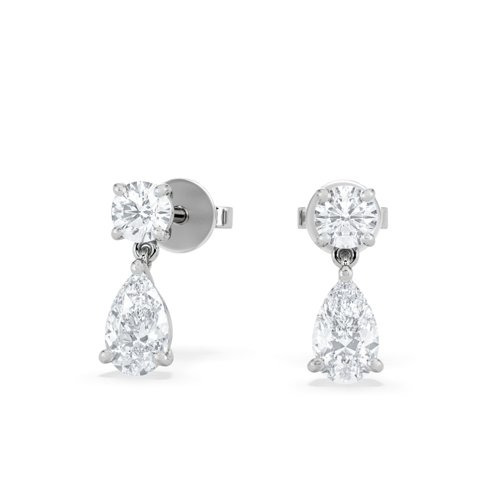 1.50ct Round and Pear Cut Lab Diamond Stud Earrings in 9K White Gold