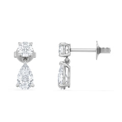 1.50ct Round and Pear Cut Lab Diamond Stud Earrings in 9K White Gold