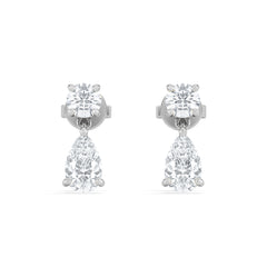 1.50ct Round and Pear Cut Lab Diamond Stud Earrings in 9K White Gold