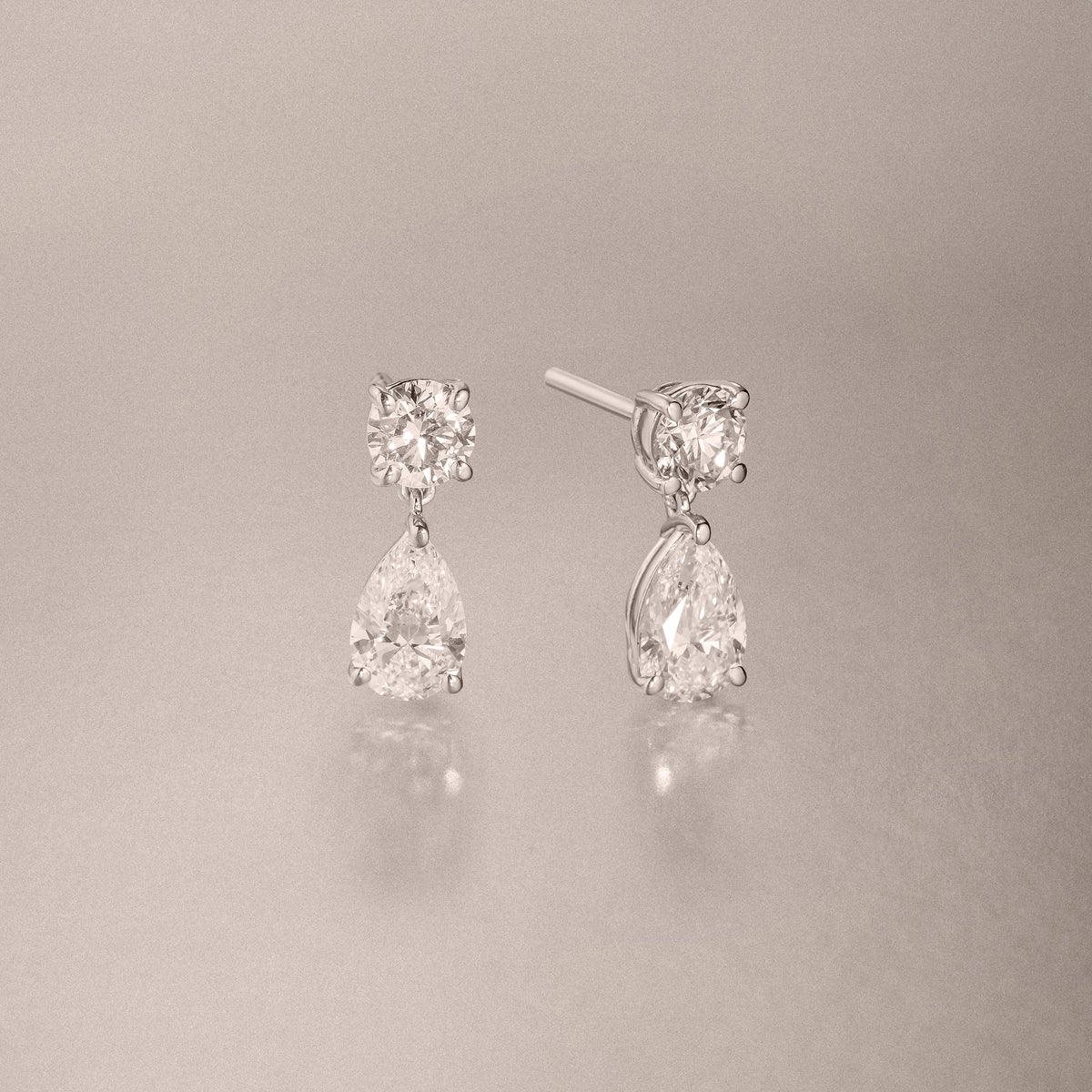 3.00ct Round and Pear Cut Lab Diamond Stud Earrings in 9K White Gold