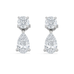 3.00ct Round and Pear Cut Lab Diamond Stud Earrings in 9K White Gold
