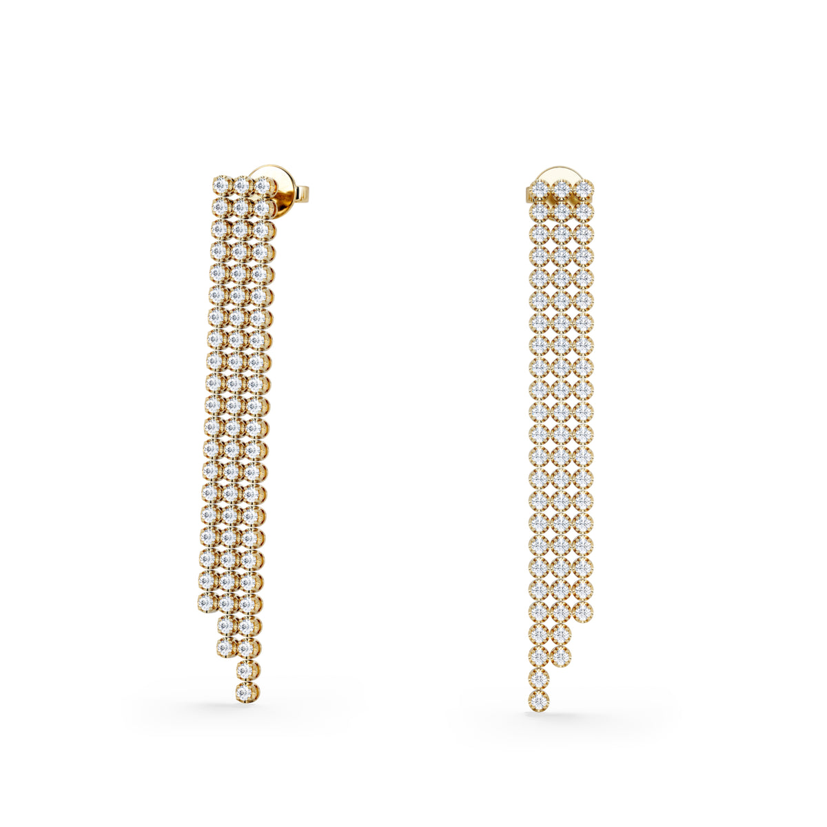 Soirée 1.75ct Round Cut Lab Diamond Drop Earrings in 18K Yellow Gold