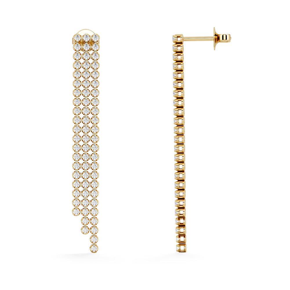 Soirée 1.75ct Round Cut Lab Diamond Drop Earrings in 18K Yellow Gold
