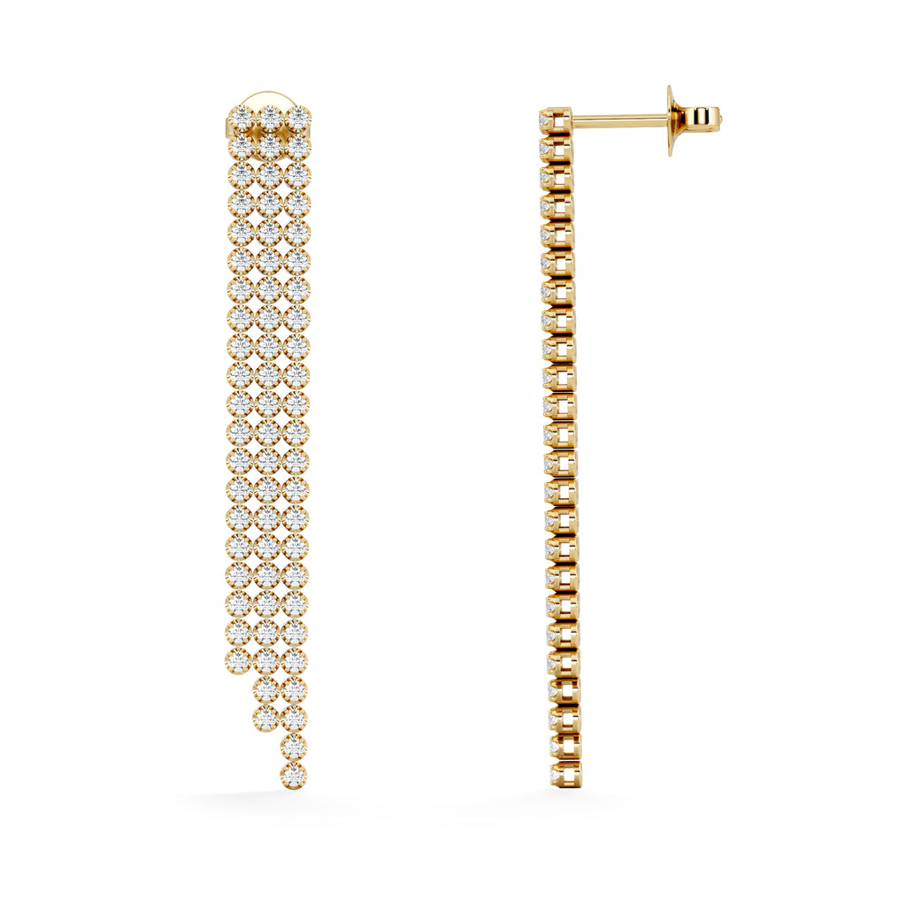 Soirée 1.75ct Round Cut Lab Diamond Drop Earrings in 18K Yellow Gold