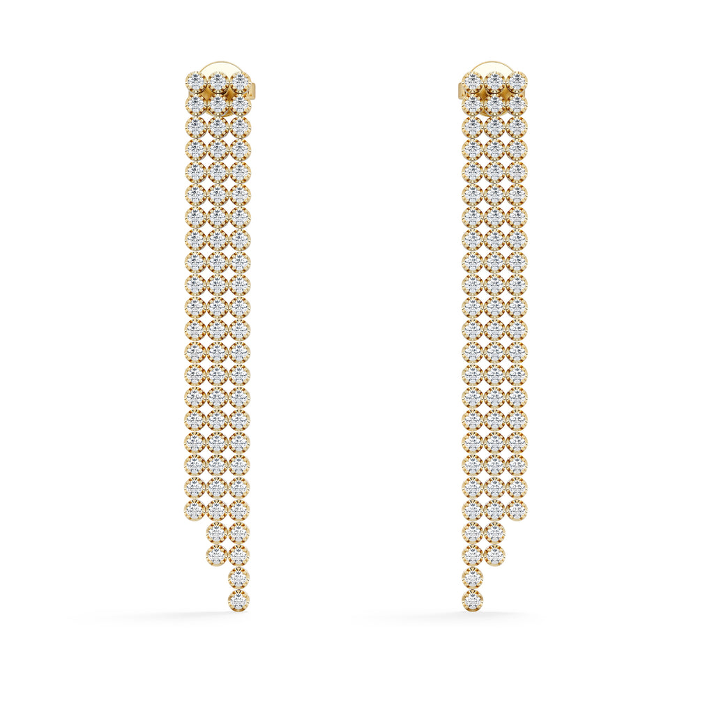 Soirée 1.75ct Round Cut Lab Diamond Drop Earrings in 18K Yellow Gold