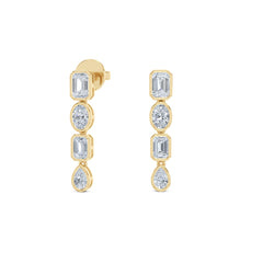 Skyline 1.10ct Emerald Cut Lab Diamond Drop Earrings in 14K Yellow Gold