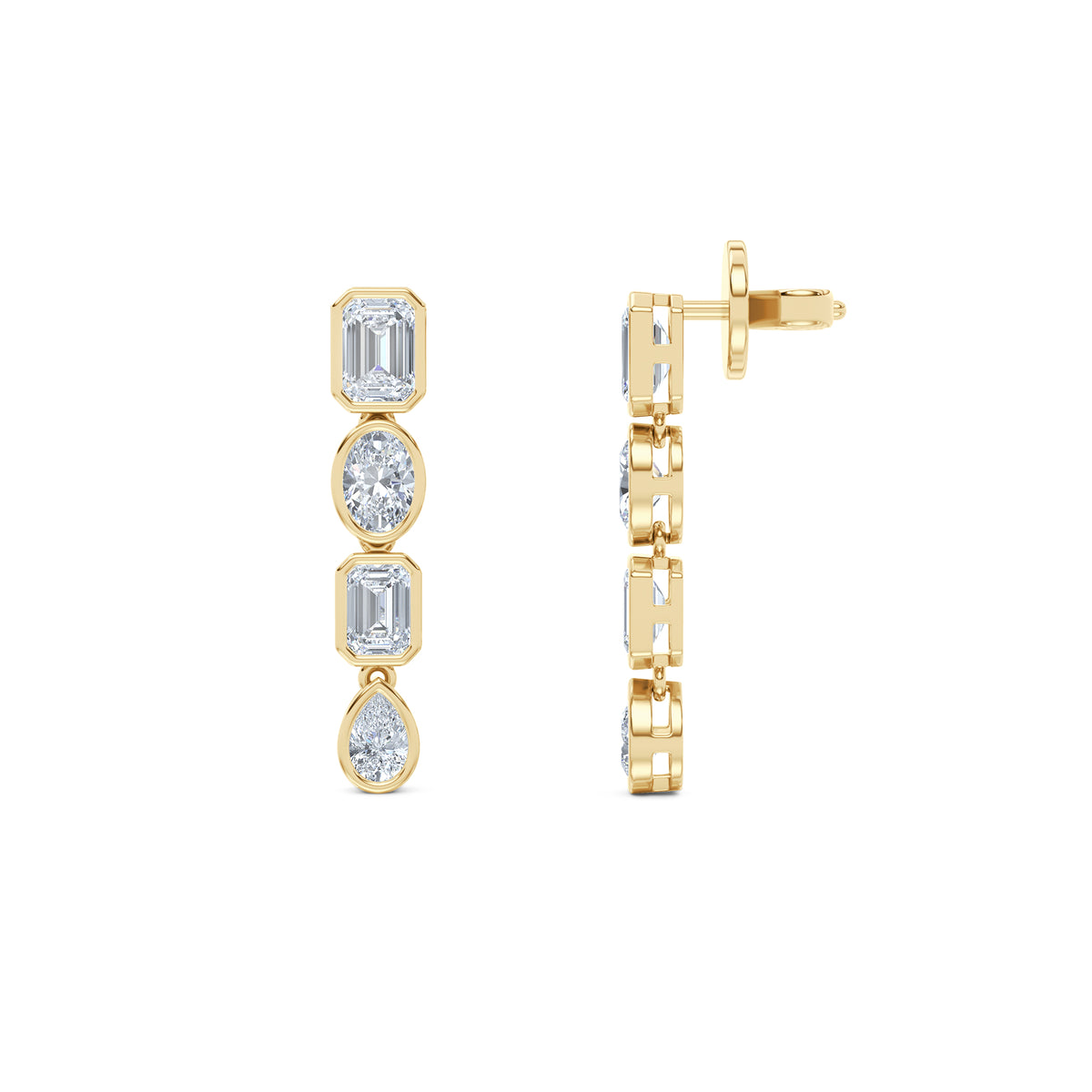 Skyline 1.10ct Emerald Cut Lab Diamond Drop Earrings in 14K Yellow Gold