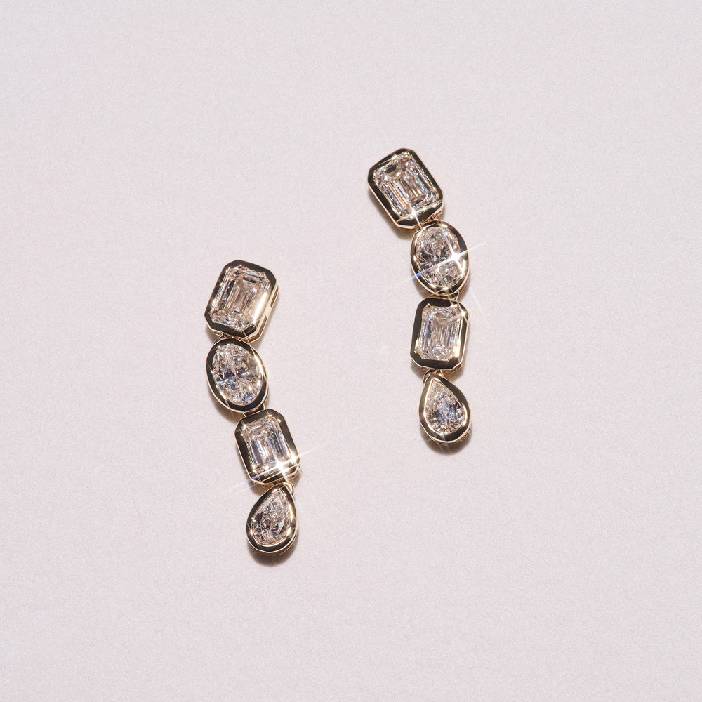 Skyline 1.10ct Emerald Cut Lab Diamond Drop Earrings in 14K Yellow Gold