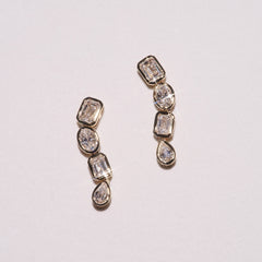 Skyline 1.10ct Emerald Cut Lab Diamond Drop Earrings in 14K Yellow Gold