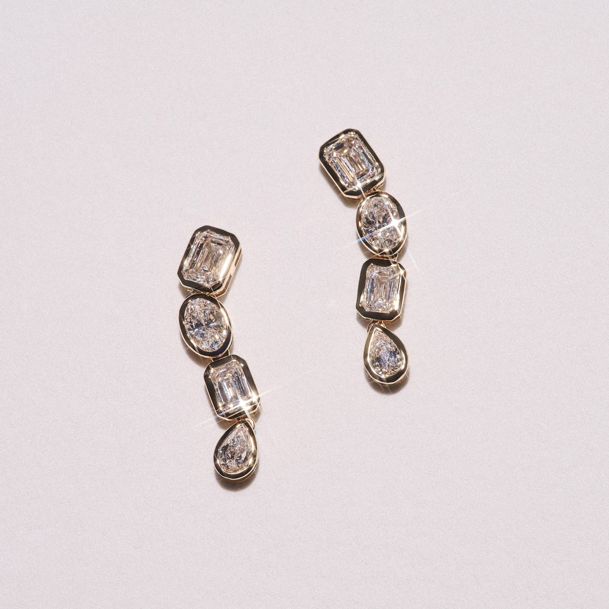 Skyline 1.10ct Emerald Cut Lab Diamond Drop Earrings in 14K Yellow Gold