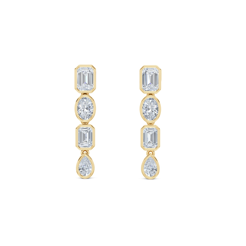 Skyline 1.10ct Emerald Cut Lab Diamond Drop Earrings in 14K Yellow Gold
