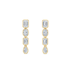 Skyline 1.10ct Emerald Cut Lab Diamond Drop Earrings in 14K Yellow Gold