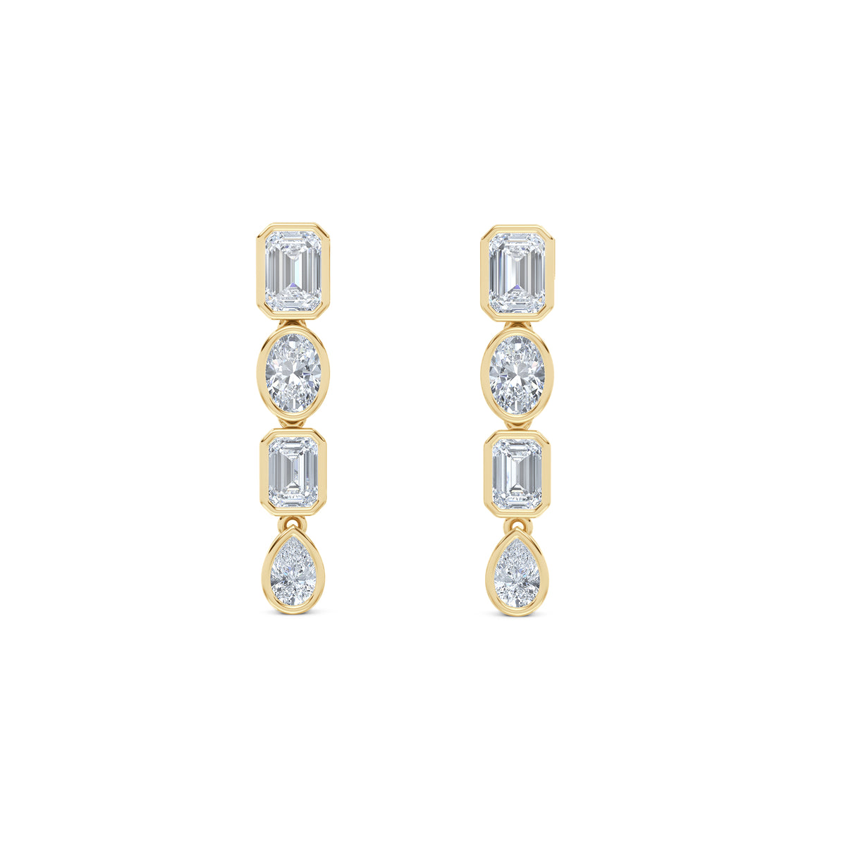 Skyline 1.10ct Emerald Cut Lab Diamond Drop Earrings in 14K Yellow Gold
