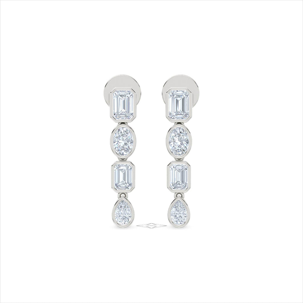 Skyline 1.10ct Emerald Cut Lab Diamond Drop Earrings in 14K White Gold