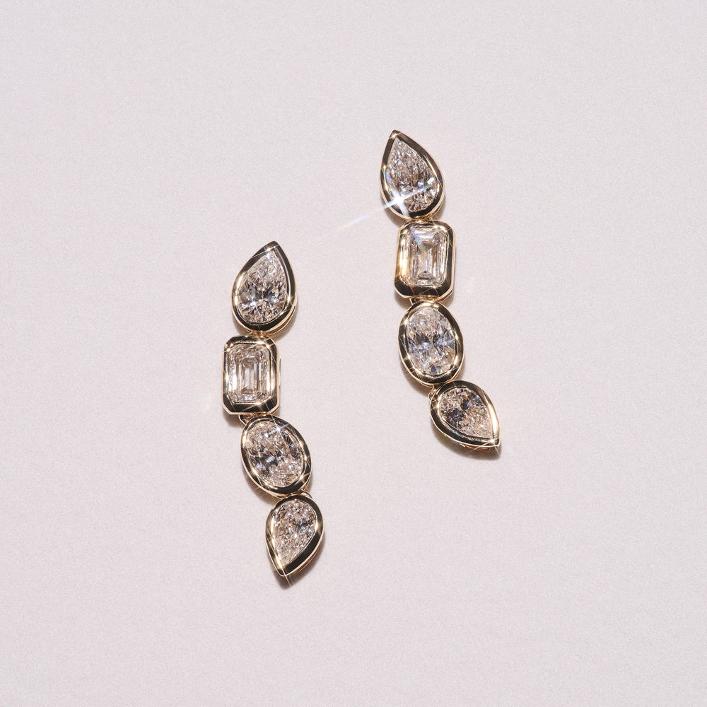 Skyline 1.47ct Pear Cut Lab Diamond Drop Earrings in 14K Yellow Gold