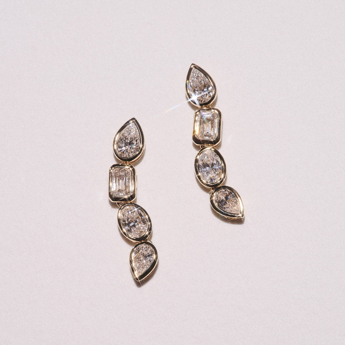 Skyline 1.47ct Pear Cut Lab Diamond Drop Earrings in 14K Yellow Gold