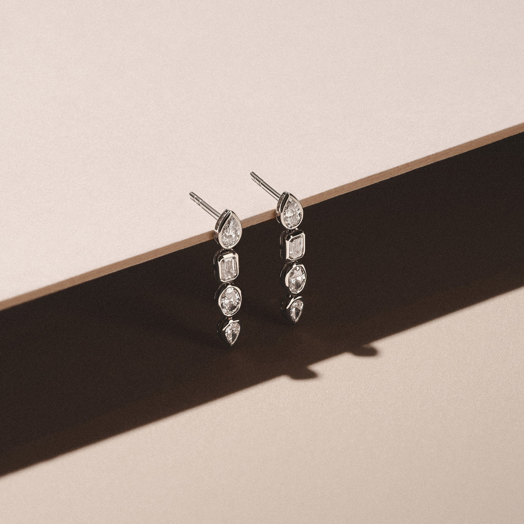 Skyline 1.47ct Pear Cut Lab Diamond Drop Earrings in 14K White Gold