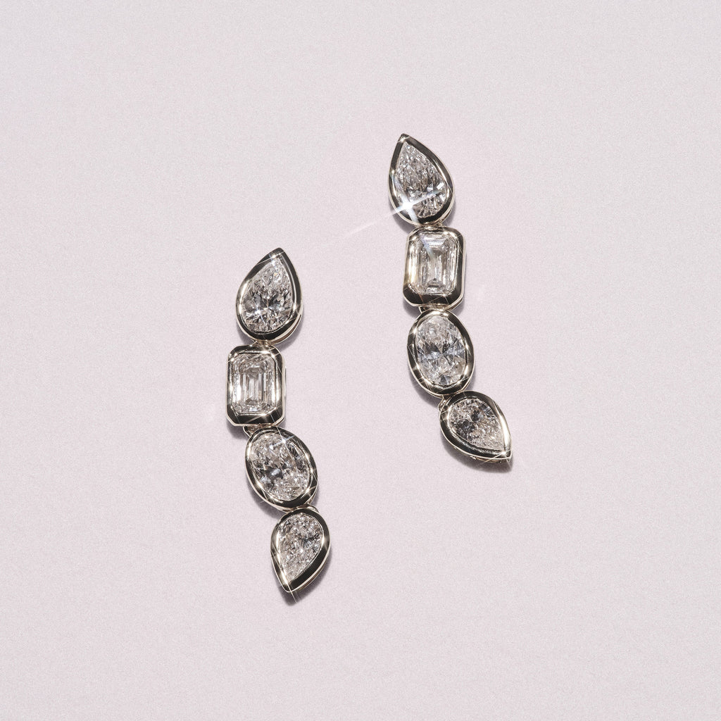 Skyline 1.47ct Pear Cut Lab Diamond Drop Earrings in 14K White Gold
