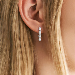 Skyline 1.47ct Pear Cut Lab Diamond Drop Earrings in 14K White Gold
