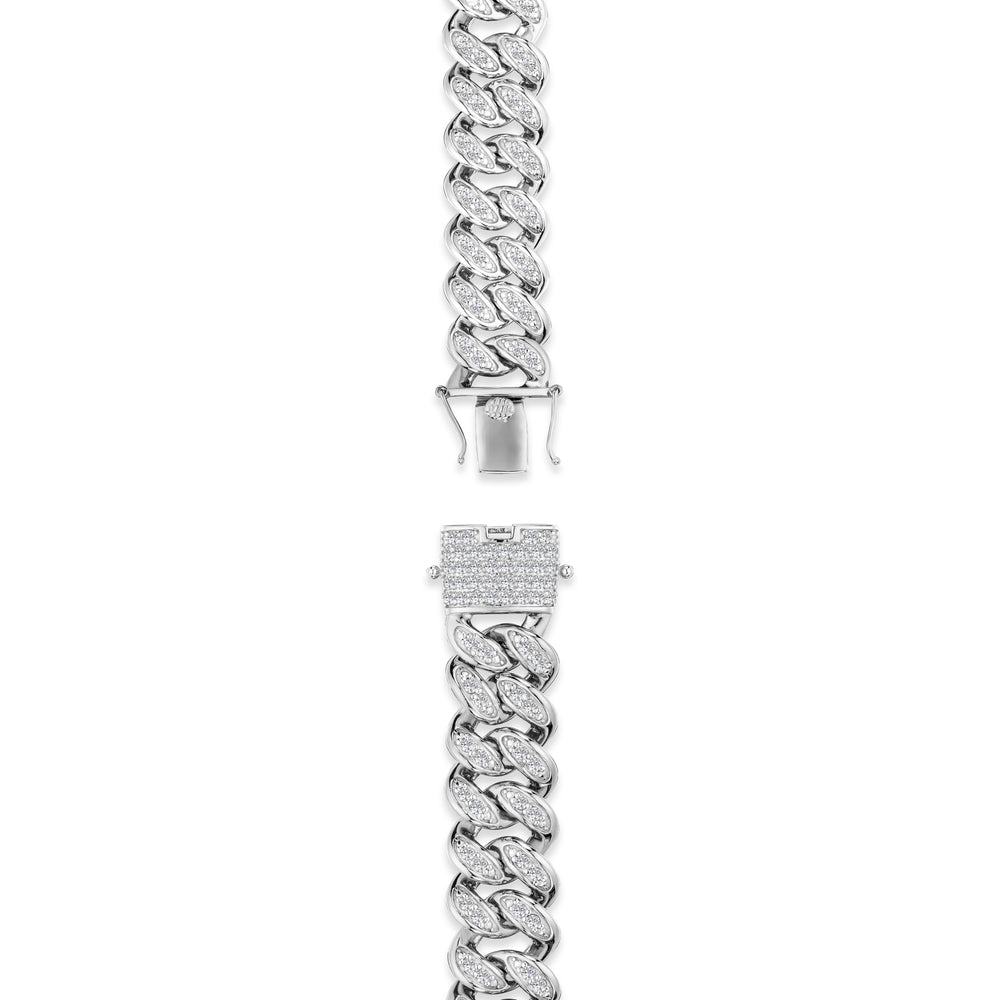 3.50ct Mens Lab Diamond Cuban Link Bracelet in 925 Sterling Silver