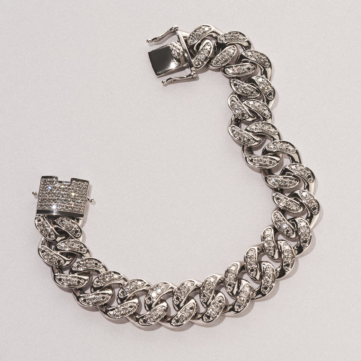 3.50ct Mens Lab Diamond Cuban Link Bracelet in 925 Sterling Silver