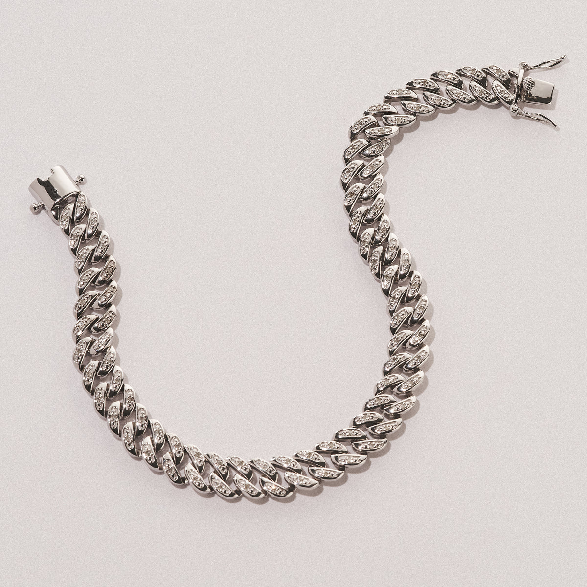 8.25 Inch Havana Cuban Lab Men Diamond Bracelet 0.50ct Cuban Lab Diamond Set in 925 Silver