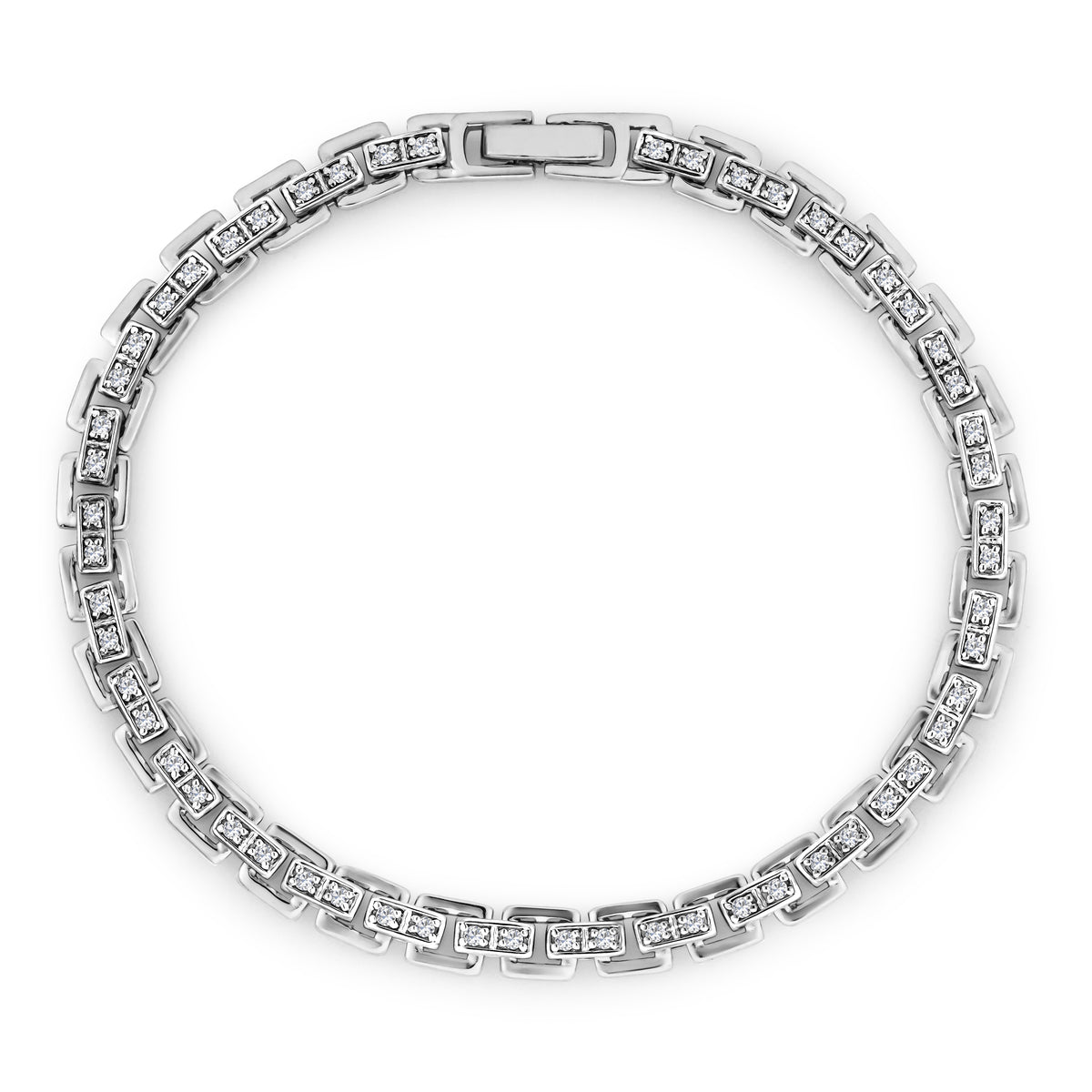 8 Inch Havana Lab Men Diamond Box Set Bracelet 0.85ct in 925 Silver