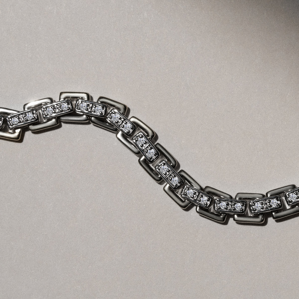 8 Inch Havana Lab Men Diamond Box Set Bracelet 0.85ct in 925 Silver
