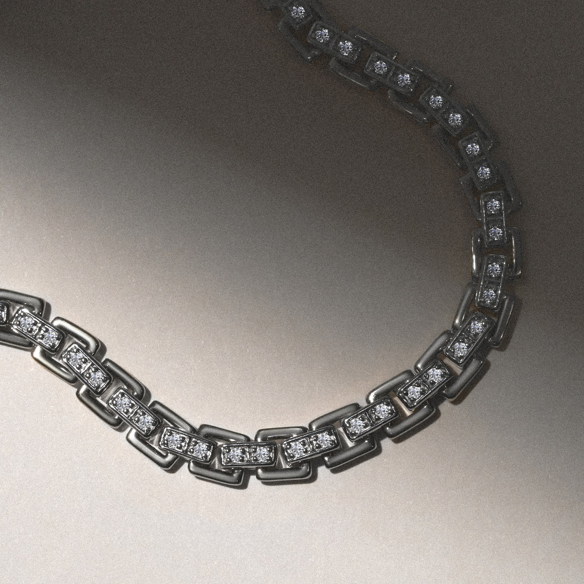8 Inch Havana Lab Men Diamond Box Set Bracelet 0.85ct in 925 Silver