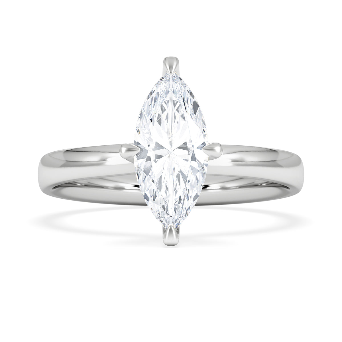 Origin Twist 1.00ct Marquise Cut Lab Diamond Solitaire Engagement Ring in 18K White Gold