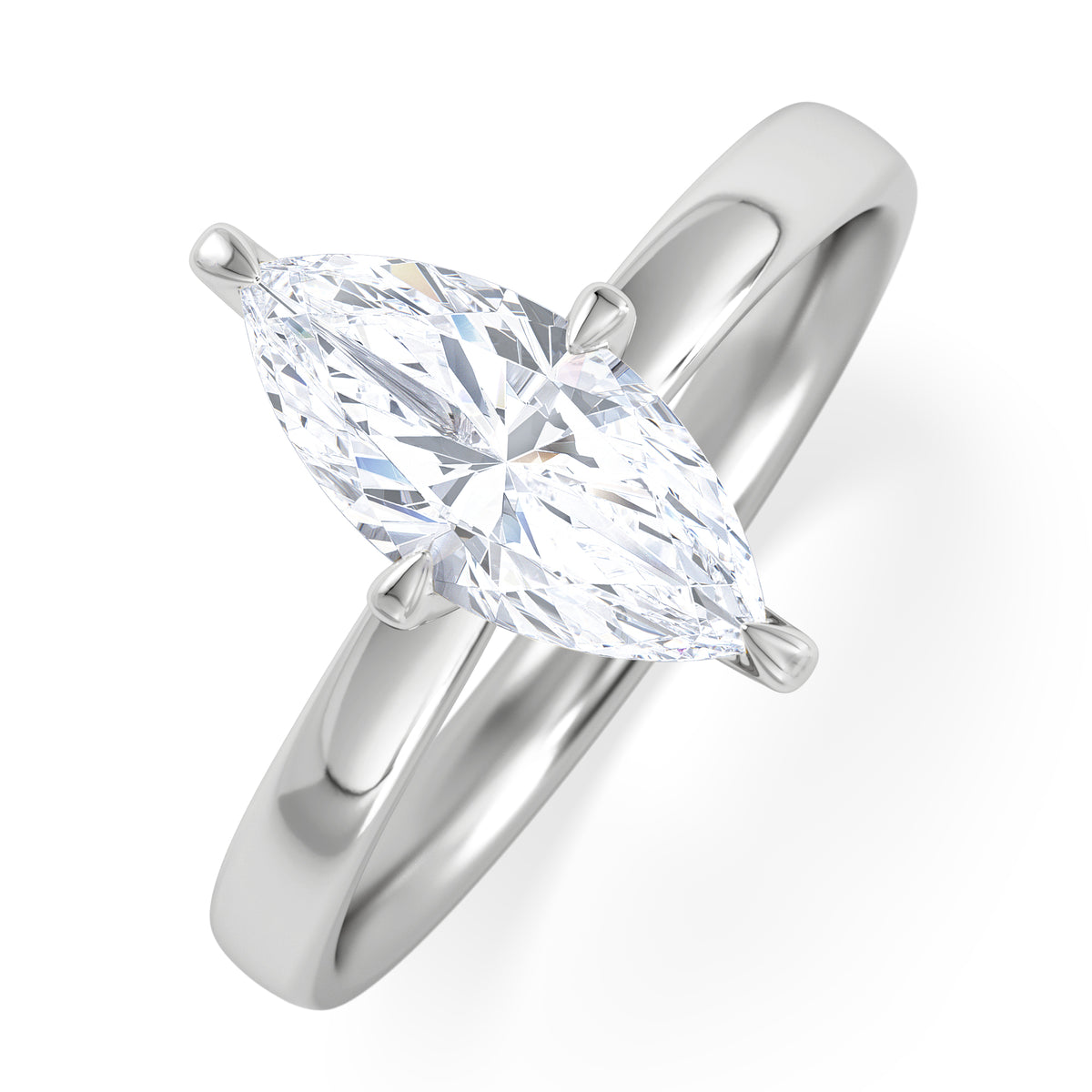 Origin Twist 1.00ct Marquise Cut Lab Diamond Solitaire Engagement Ring in 18K White Gold