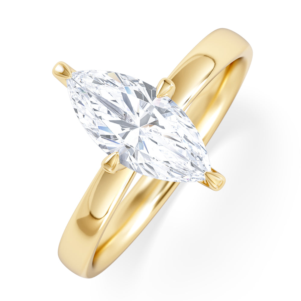 Origin Twist 1.00ct Marquise Cut Lab Diamond Solitaire Engagement Ring in 18K Yellow Gold