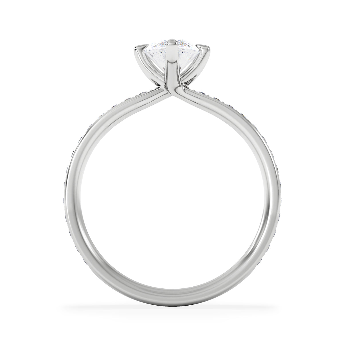 Origin Twist 1.00ct Marquise Cut Lab Diamond Solitaire Engagement Ring with Side Stones in 18K White Gold