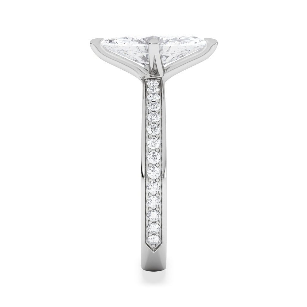 Origin Twist 1.00ct Marquise Cut Lab Diamond Solitaire Engagement Ring with Side Stones in 18K White Gold