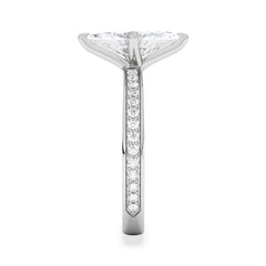 Origin Twist 1.00ct Marquise Cut Lab Diamond Solitaire Engagement Ring with Side Stones in 18K White Gold