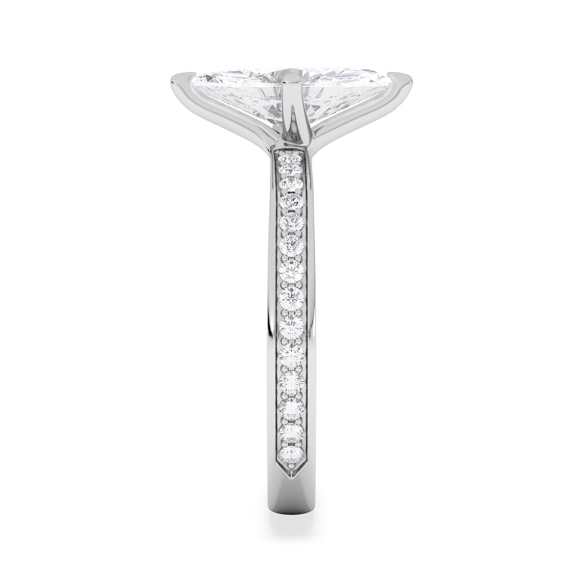Origin Twist 1.00ct Marquise Cut Lab Diamond Solitaire Engagement Ring with Side Stones in 18K White Gold