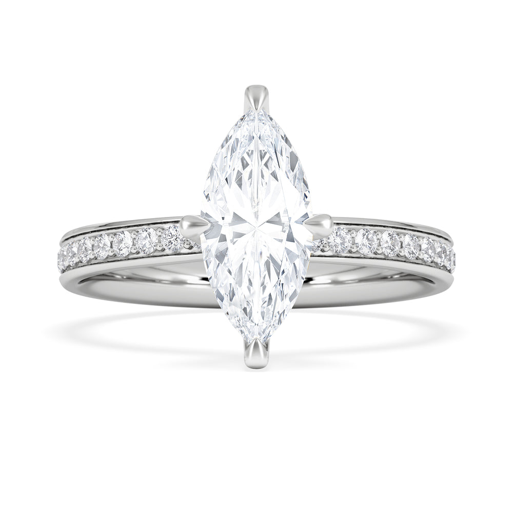 Origin Twist 1.00ct Marquise Cut Lab Diamond Solitaire Engagement Ring with Side Stones in Platinum