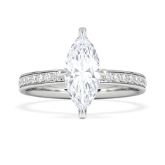 Origin Twist 1.00ct Marquise Cut Lab Diamond Solitaire Engagement Ring with Side Stones in Platinum